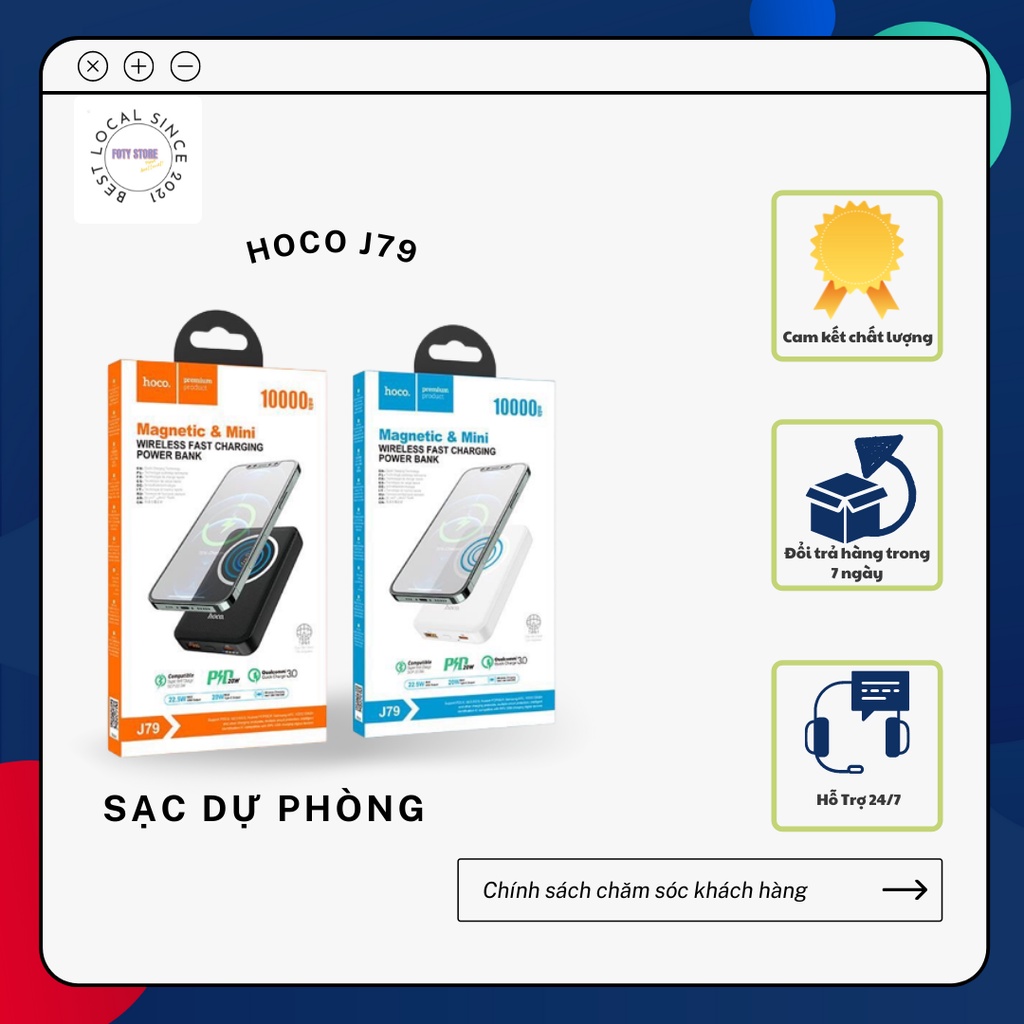 Sạc Không Dây Nhanh Kiêm sạc dự phòng PD20W Hoco J79 (NEW)