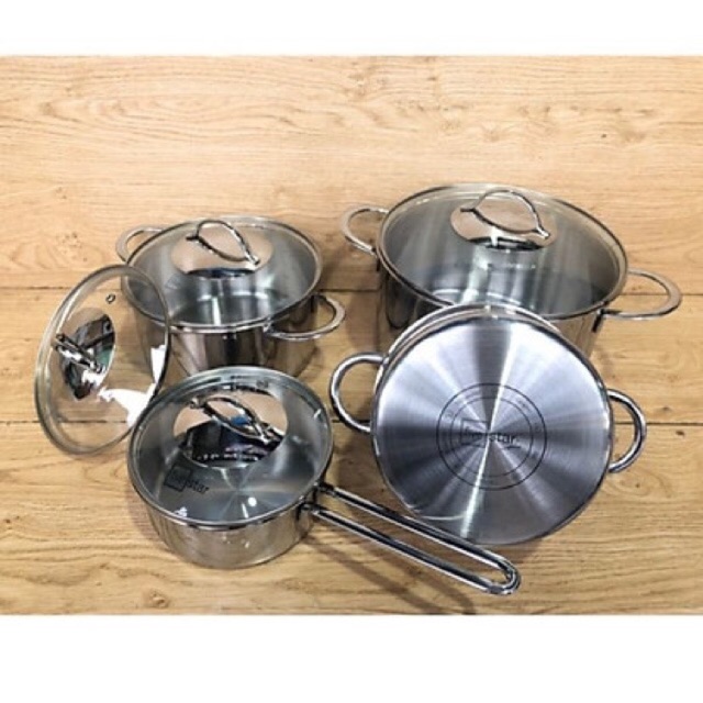 Bộ 4 nồi inox cao cấp 3 lớp đáy liền thân Fivestar FS08Cg plus (Bạc)