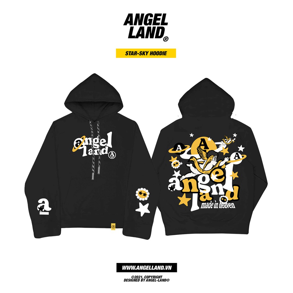 Áo hoodie Angel-Land chính hãng Star Sky- ĐEN Unisex