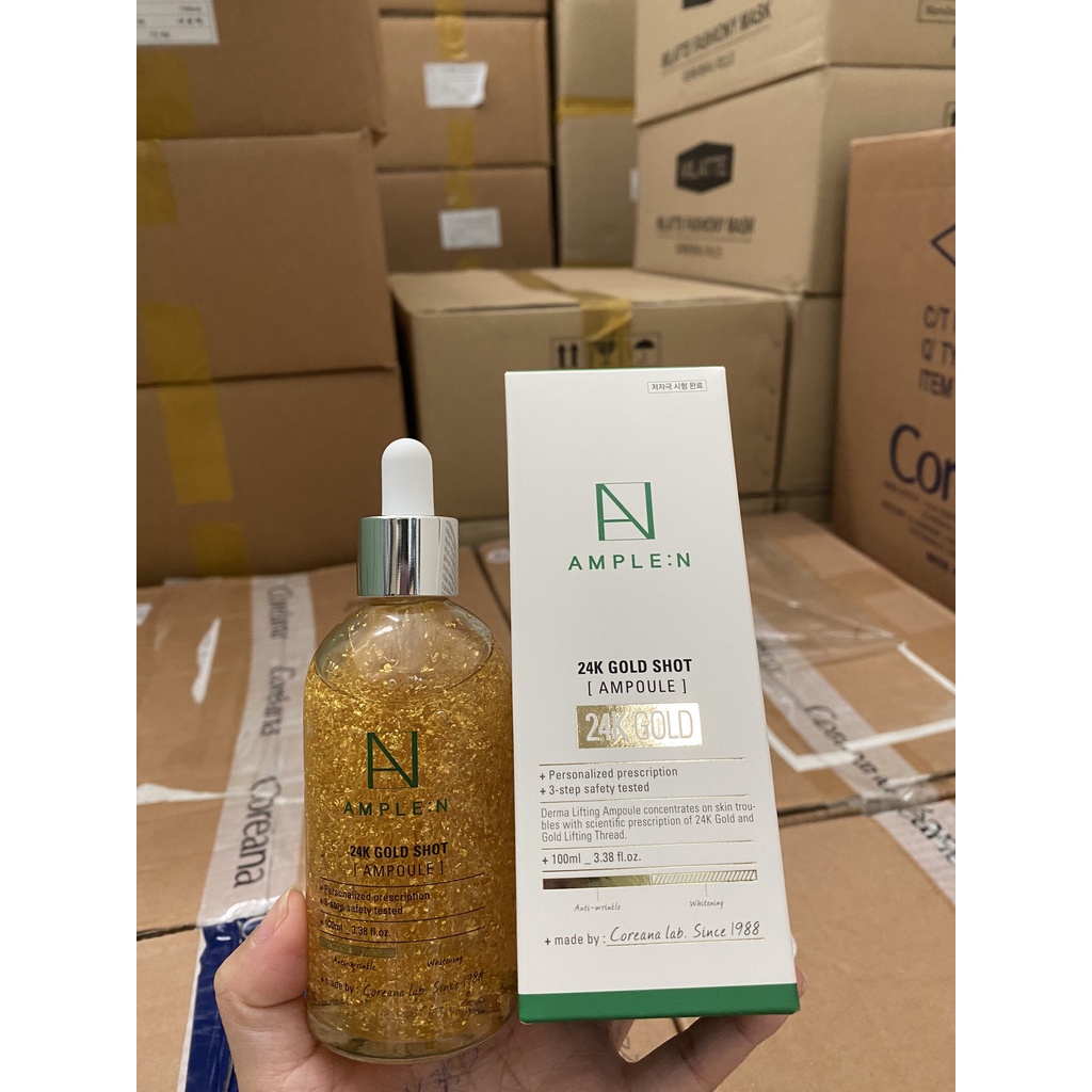 Tinh Chất Vàng 24K Tăng Độ Đàn Hồi, Chống Lão Hóa Da Ample:n 24K Gold Shot Ampoule 100ml