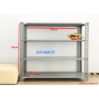 (1.5m x 0.4 x 1.5m) kệ sắt v lỗ 4 tầng (dài 1.5m x rộng 0.4m x cao 1.5m x 4 mâm)