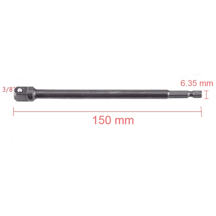 Combo 3 đầu chuyển chuôi lục giác sang bulong dài 150mm size 1/2'', 1/4'', 3/8