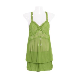 Bộ đồ ngủ sexy áo 2 dây ren mỏng + quần lụa