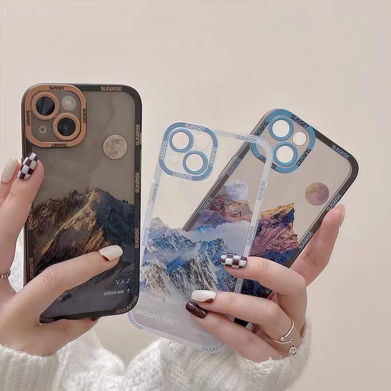 Ốp Điện Thoại Mềm Họa Tiết Núi Tuyết Nhiều Màu Cho iPhone 14 13 12 11 Pro Max Mini XS XR X 8 7 Plus + SE 2020