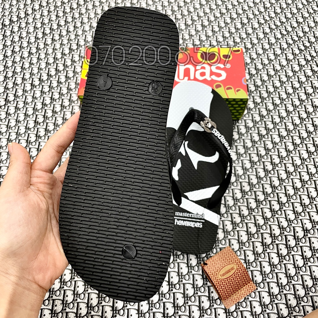 Dép xỏ ngón nam Havaianas hoạ tiết Skull HotHit, thời trang cá tính đi biển chống trơn trượt.