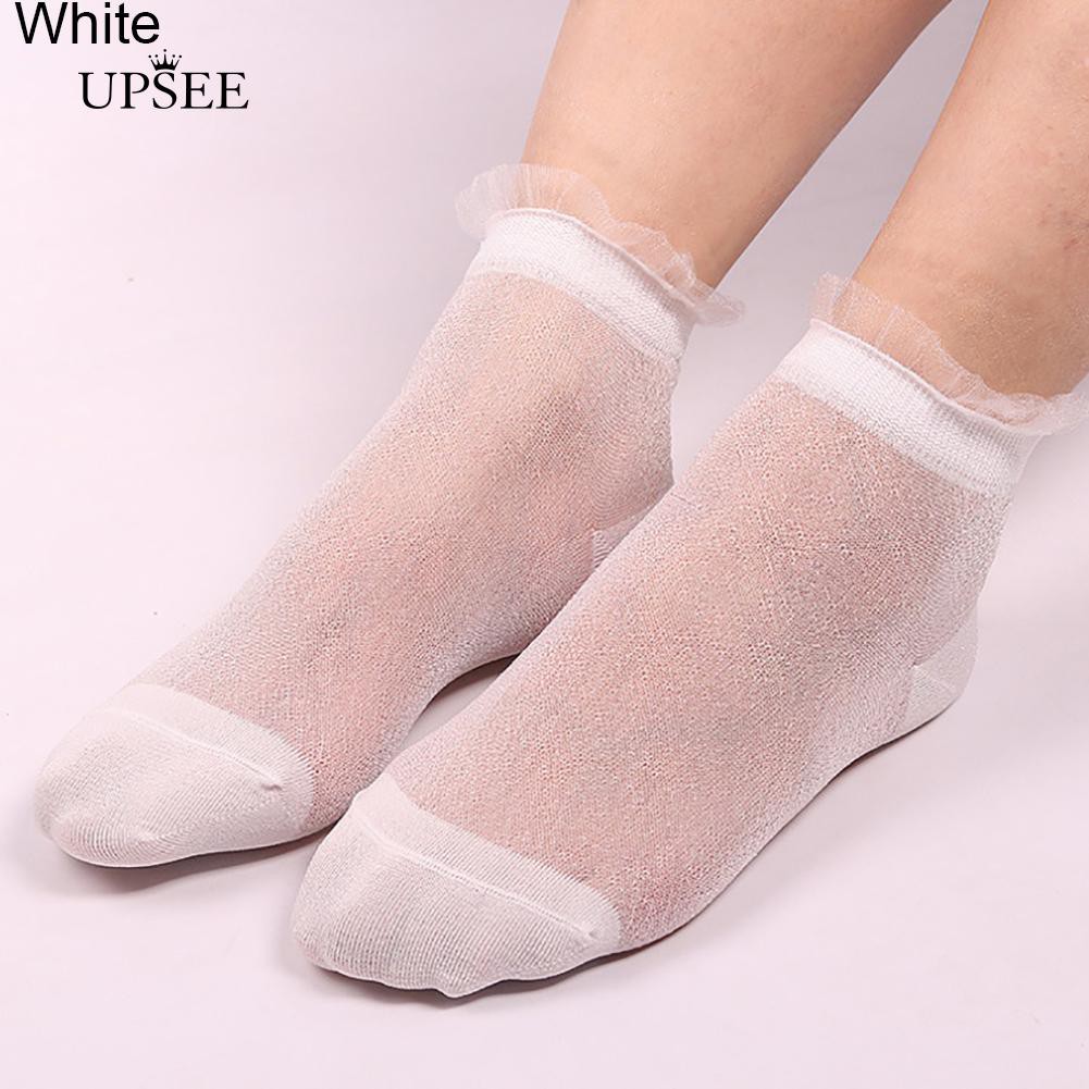 Vớ cổ ngắn phối ren thiết kế trong suốt lấp lánh