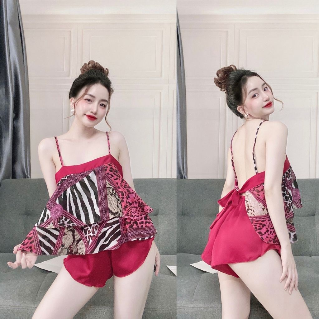 Đồ ngủ nữ❣️FREE SHIP❣️Đồ ngủ sexy lụa Chiffon phối Satin cao cấp mềm mại xinh xắn <70KG | BigBuy360 - bigbuy360.vn