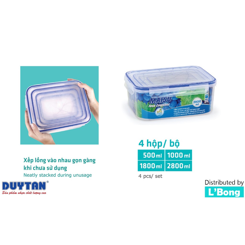 Bộ 4 Hộp đựng thức ăn Matsu