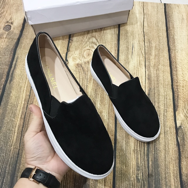 Slip on da lộn đế 2cm