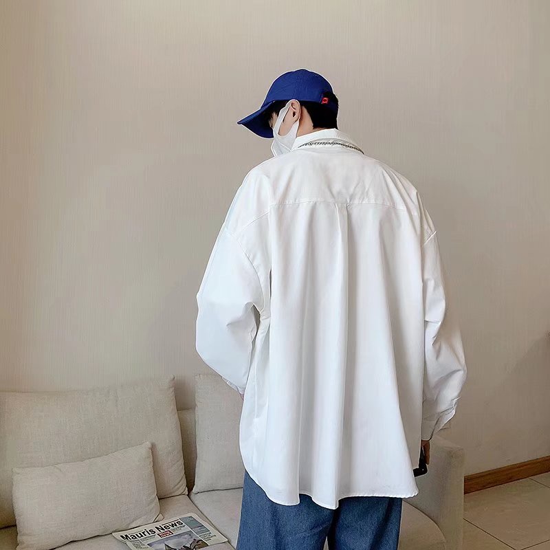 áo dài tay áo sơ mi nam phong cách Hàn Quốc áo sơ mi lụa nam tiếng Nhật áo sơ mi nữ lụa from rộng áo sơ mi đẹp unisex áo sơ mi trắng