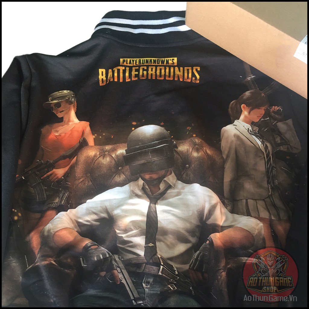 Áo khoác nam thời trang Gaming unisex 3D Đen, áo khoác PUBG Free Fire Game Online