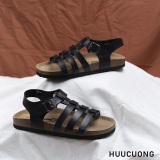 💥💥Sandal chiến binh đen, da pu ĐẾ TRẤU