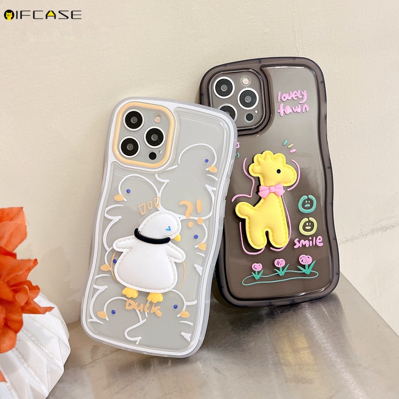 Ốp Điện Thoại Mềm Trong Suốt Chống Sốc Họa Tiết Hoạt Hình Đơn Giản Cho iPhone 13 12 11 Pro Max XS Max XR X