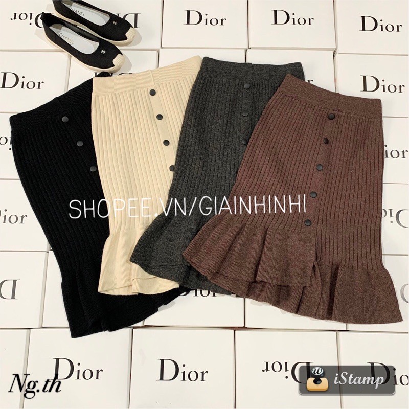 Chân váy len khuy đuôi cá, Chân váy len cạp chun dài 60cm CV1521 - NhiNhi Shop | BigBuy360 - bigbuy360.vn