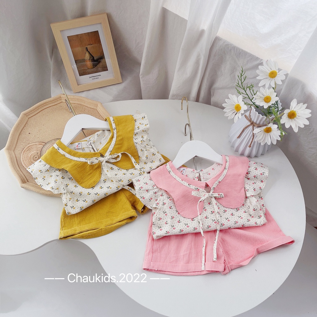 SALE BỘ CỘC HOA NHÍ CỔ BÈO CỘT NƠ XINH XẮN BÉ GÁI SIZE 8-18KG(COC NO)