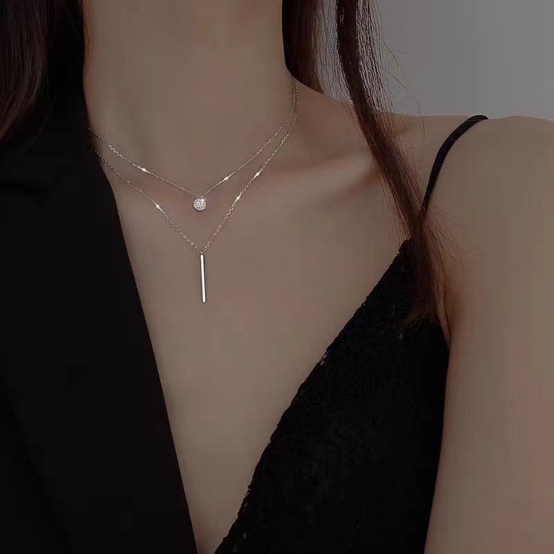 Bộ vòng cổ đôi đính đá thời trang cho nữ