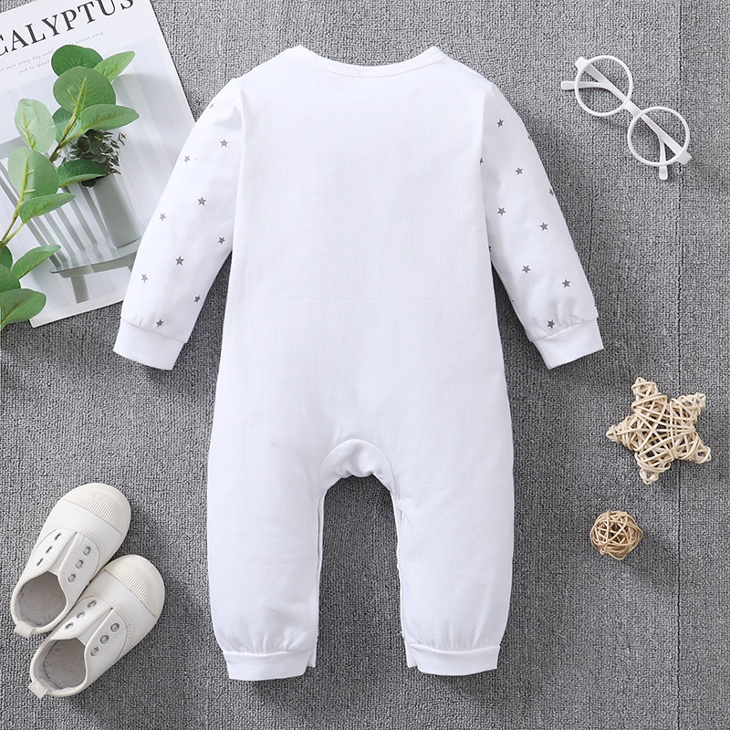 Áo liền quần MIKRDOO chất liệu cotton in họa tiết chữ &quot;I love Mummy&amp;Daddy&quot; dành cho trẻ em 0-18 tháng