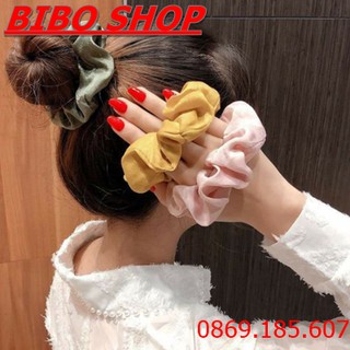 Dây Buộc Tóc Vải Phi Bóng, Cột Tóc Scunchies Vải Phi Bóng Trơn Thời Trang