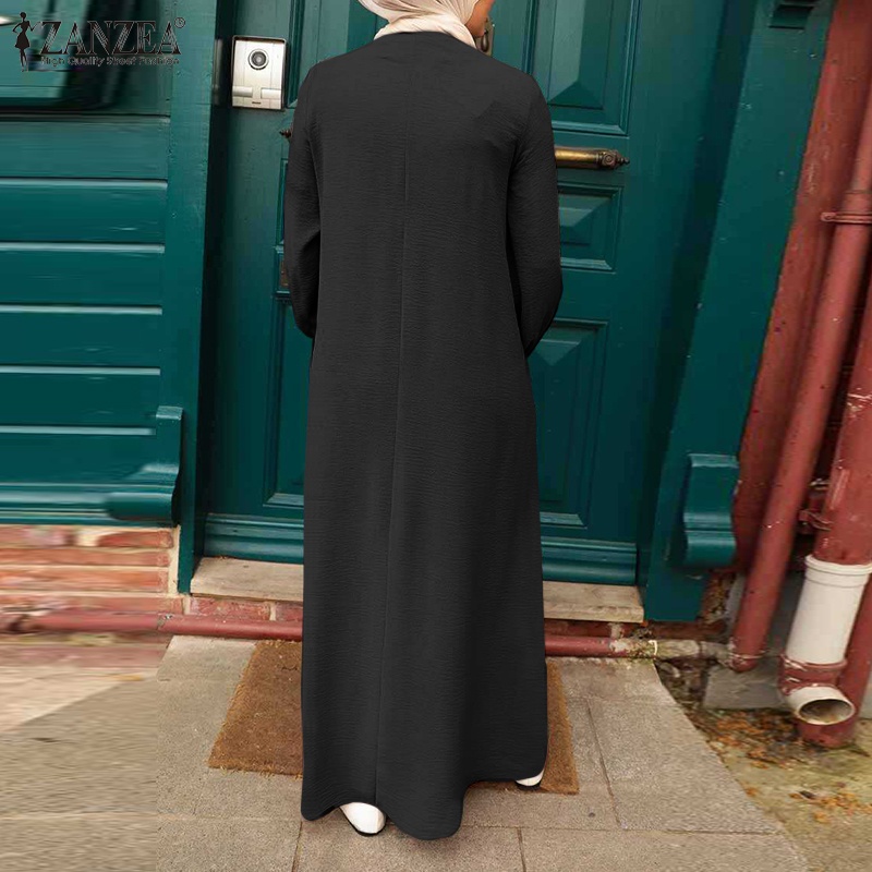 Đầm người hồi giáo Zanzea dáng dài rộng cổ tròn phong cách vintage cho nữ