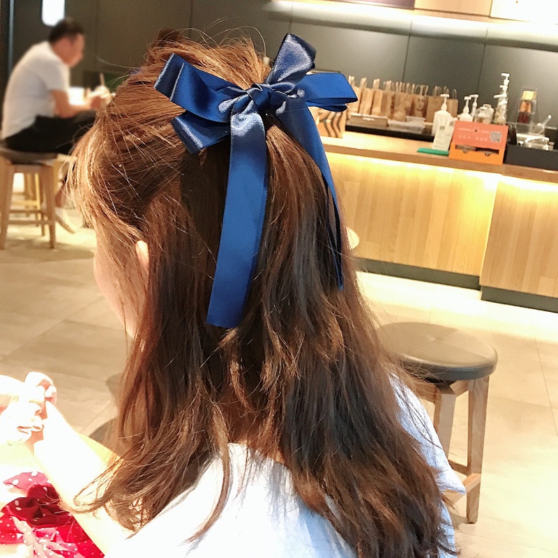 Kẹp TóC HìNh Nơ DàI MàU Xanh Lá ThờI Trang Cho Nữ