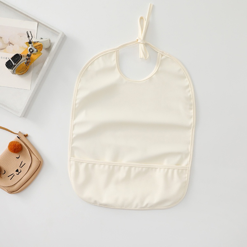 Yếm Ăn Màu Trơn Chống Nước Kèm Túi Đựng Dành Cho Bé Sơ Sinh