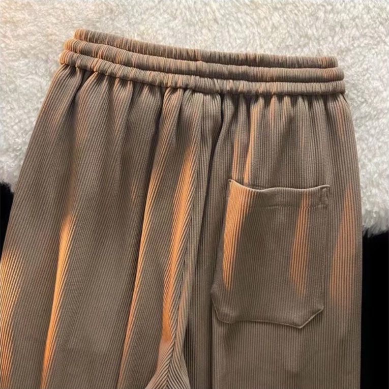 Quần Dài Ống Rộng Lưng Cao Dây Rút Co Giãn Phong Cách Vintage Dành Cho Nam Nữ