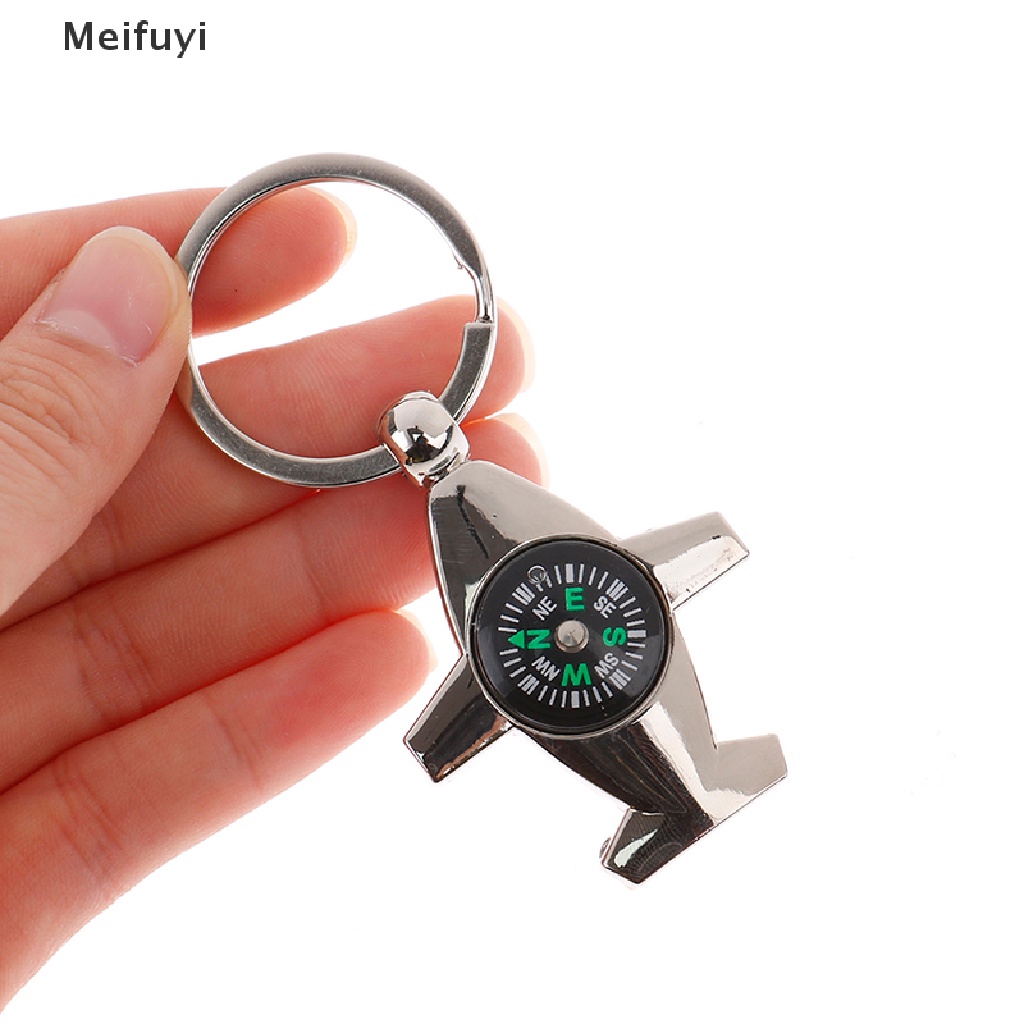 [Meifuyi] Outdoor Compass Aircraft Keychain Car Bag KeyRing Couples Keychain Lover Gift COD