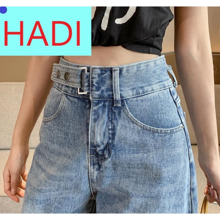[Mã FAMARAL2 giảm 10K đơn 50K] [ SỐ 1 ] QUẦN BAGGY JEAN NỮ LƯNG CAO MÀU XANH NHẠT NÚT BẤM CAO CẤP HADI-NY506