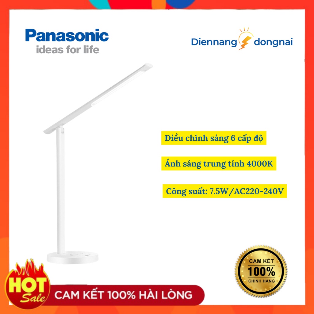 Đèn bàn học cảm ứng bảo vệ mắt, chống cận, chống ánh sáng xanh Panasonic để bàn làm việc, đọc sách màu trắng HH-LT0421