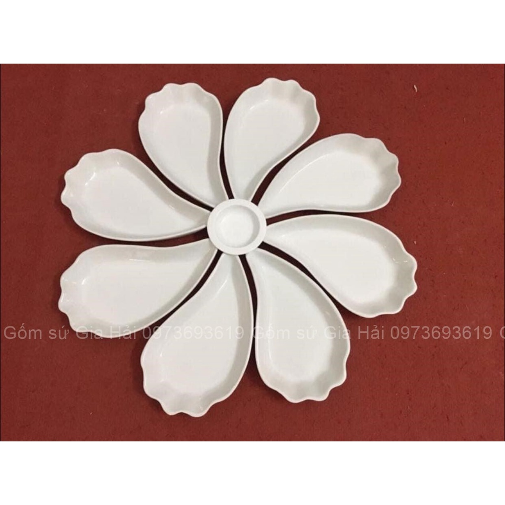 Set đĩa cánh hoa sứ Bát Tràng kèm nhụy
