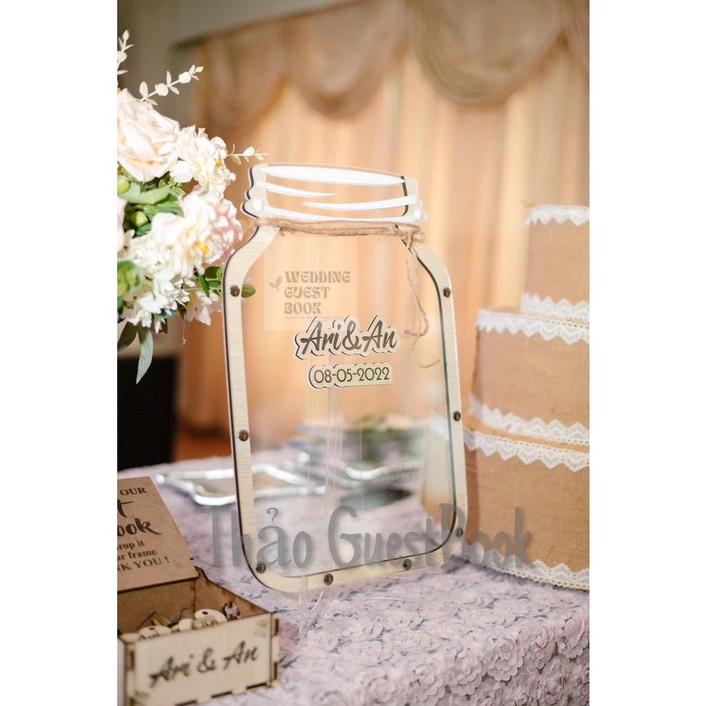 Bình Thả Tim Ký Tên Trong Suốt Hiện Đại Bắt Trend Đám Cưới | Lọ mật ong |Thao Wedding Guestbook