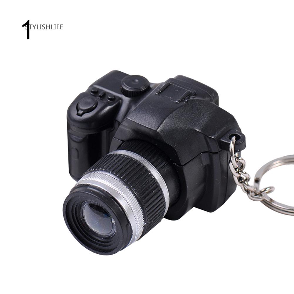 Móc gắn chìa khóa hình máy ảnh DSLR có đèn led sáng tạo