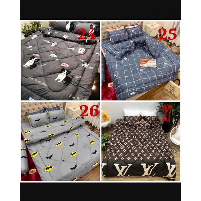 Bộ chăn ga gối Cotton poly Bo Decor chăn phao nhẹ đắp 4 mùa
