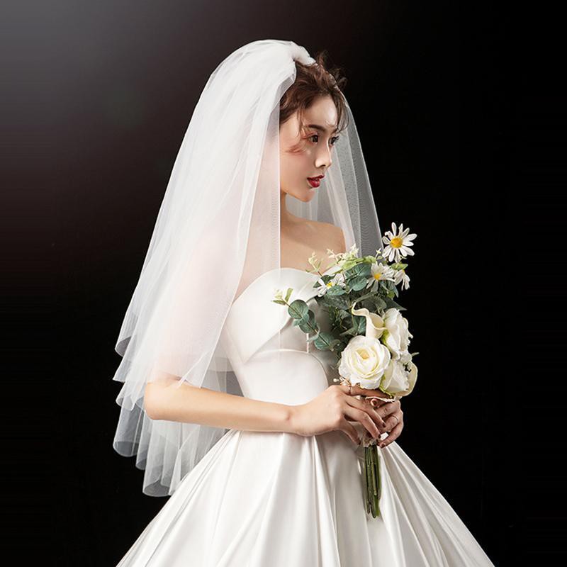 bán trước khuyến mãi2020 mới phong cách Hàn Quốc khăn che mặt cô dâu đám cưới siêu cổ tích ảnh chụp hai lớp1