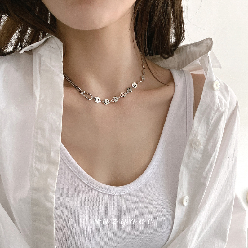 Dây chuyền hình mặt cười chất liệu thép không gỉ thời trang unisex