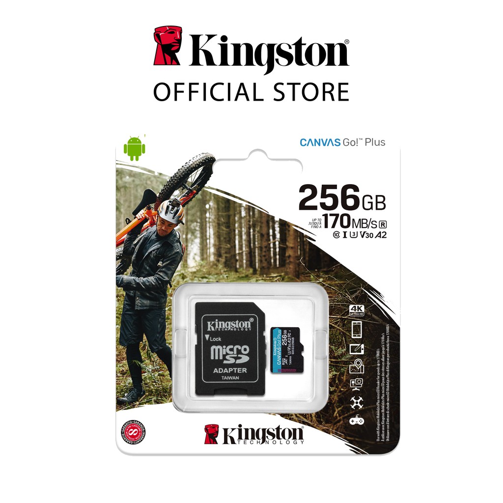 Thẻ nhớ Kingston Canvas Go Plus MicroSD 256GB cho di động Android, camera, flycam và sản xuất video 4K SDCG3/256G - BEN