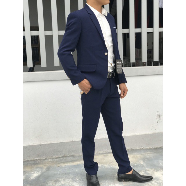 [BIG SALE]  bộ vest nam màu xanh than, vest chú rể, vest công sở, suit nam. Bộ comle nam cực đẹp gồm 1 áo và 1 quần