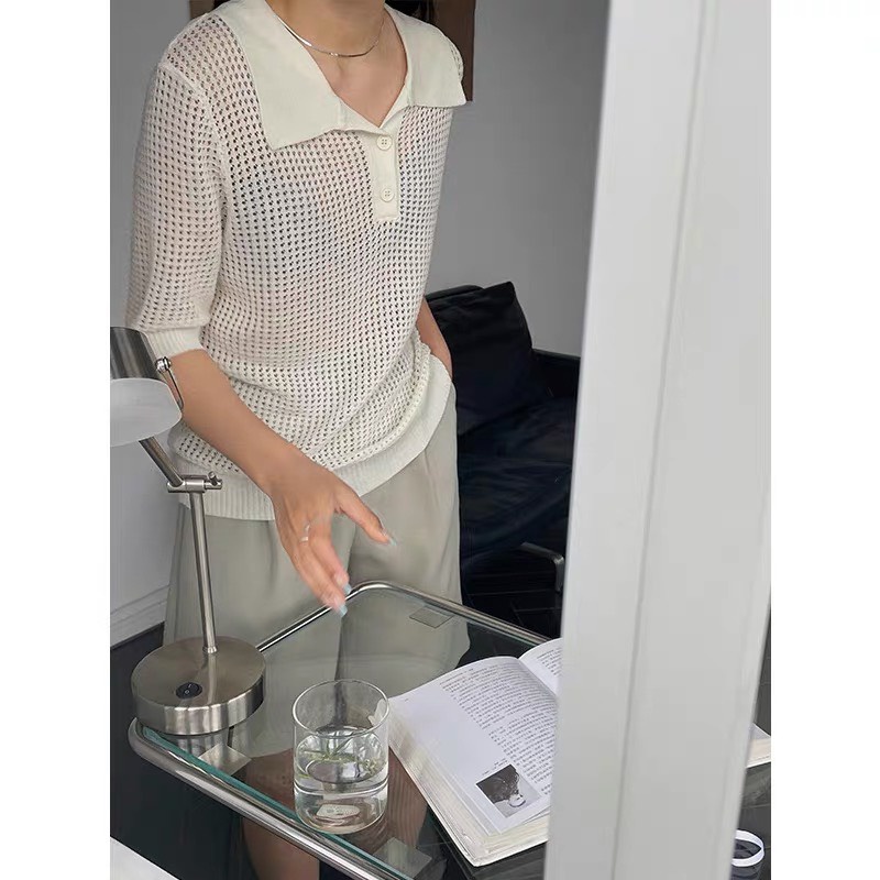 Áo polo lưới Yuna chất liệu mongtoghi mềm mại co dãn bốn chiều phong cách Ulzzang Hàn Quốc, thời trang nữ YUNA