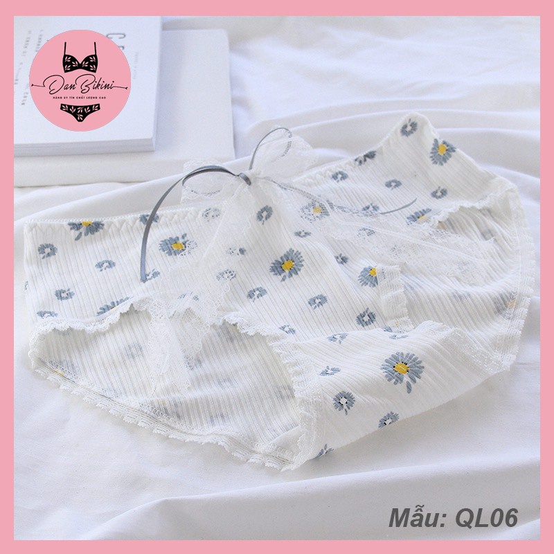 Quần Lót Nữ gân tăm hình hoa cúc kháng khuẩn chống viêm tôn dáng mã 0127