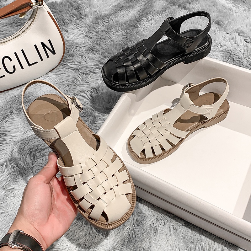 Giày Sandal Rọ Đan Dây Da Mềm Ulzzang Phong Cách Vintage Hàn Quốc - SA003