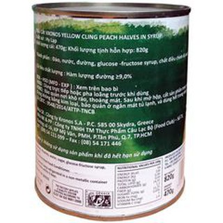 Đào Ngâm Kronos hộp 820g ( Đào miếng ngâm )