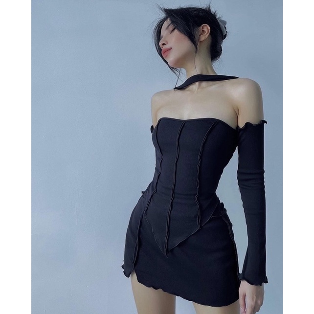 Set Y2K Áo Và Chân Váy Siêu Sexy