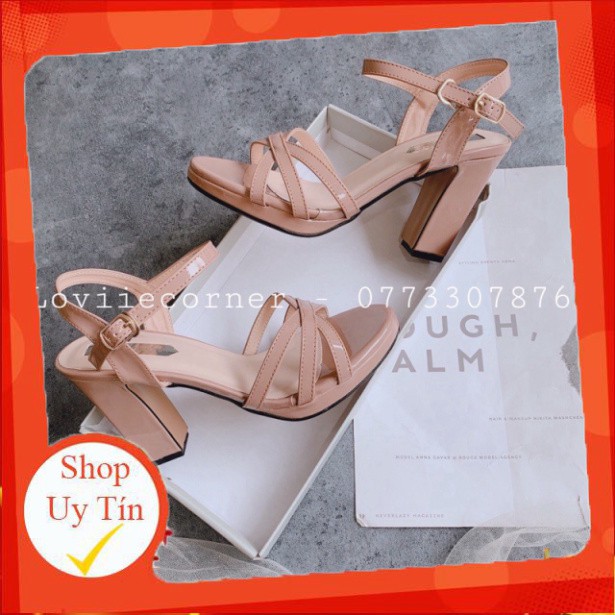 LOVIIECORNER - GIÀY SANDAL CAO GÓT ĐẾ ĐÚP ĐẾ VUÔNG 10CM - SANDAL CAO GÓT QUAI MẢNH DÂY CHÉO GÓT 10 PHÂN G201013