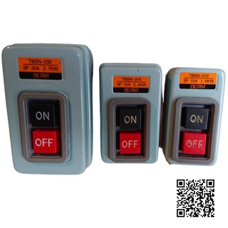Công tắc nút nhấn nguồn 3 pha tbsn-310, tbsn-315, tbsn-330 điện áp 380vac, công suất 1.5kw, 2.2kw, 3.75kw