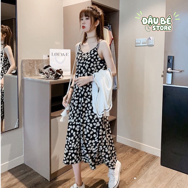 Váy Suông Dài Hai Dây In Họa Tiết Hoa Cúc Đáng Yêu Cho Nữ - Daube - V018