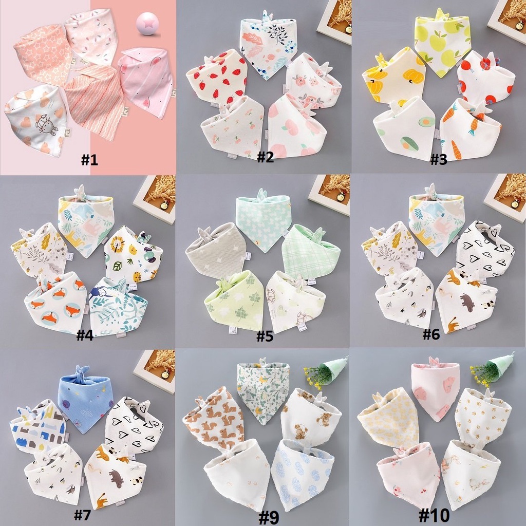 Set 5 khăn yếm tam giác cotton cao cấp cho bé yêu YC09