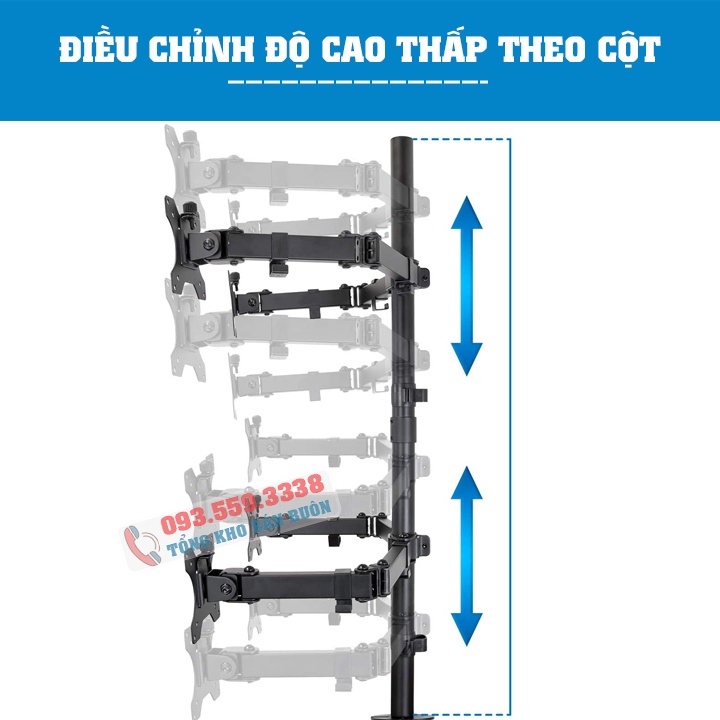 Giá Treo 4 Màn Hình Máy Tính 17 - 27 Inch M054 Xoay 360 Độ - Tải Trọng 8Kg 1Tay - Tay Treo Bốn Màn Hình Lắp Đặt Kẹp Bàn