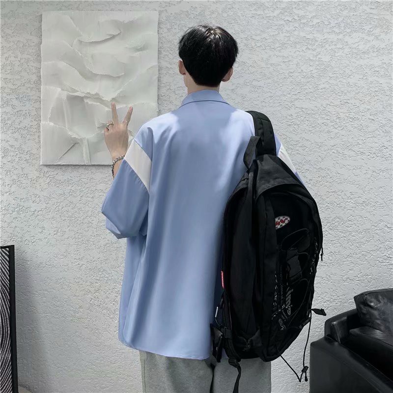 Áo Khoác Sơ Mi Nam Tay Ngắn Phong Cách Hong Kong Nhật Bản