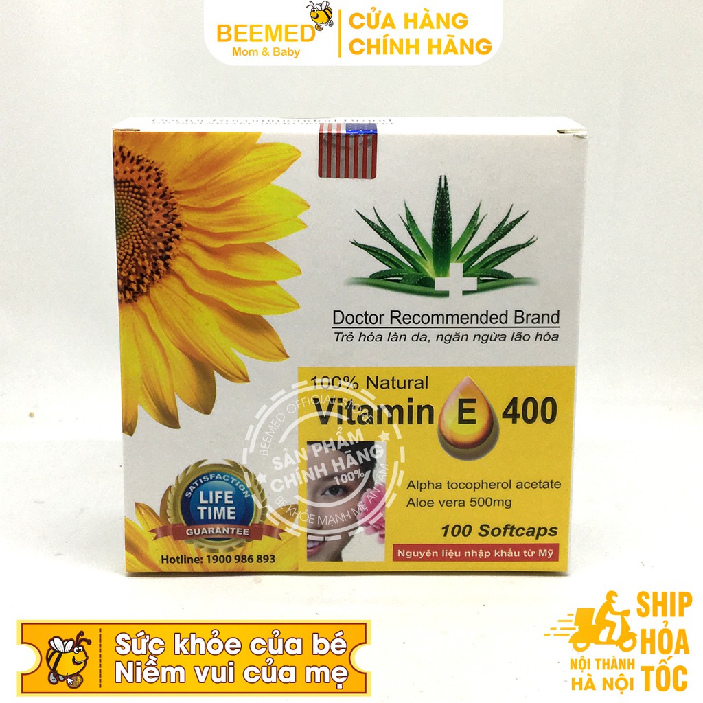 Viên uống Vitamin E 400 Giúp làm đẹp da nguyên liệu từ thiên nhiên - Hộp 100 viên Chính hãng | BigBuy360 - bigbuy360.vn