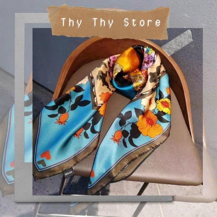 Khăn bandana lụa ThyThy Store THỎ TRUNG THU KHĂN LỤA cấp 70x70cm dùng làm băng đô, cột tóc,cột túi,áo yếm,đồng phục.